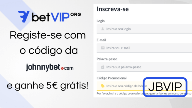 formulário de registo com o código promocional JohnnyBet