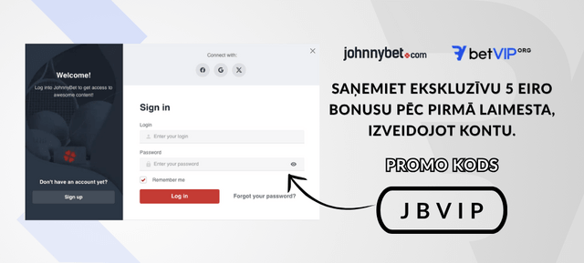 reģistrēties ar JohnnyBet Promo Kods