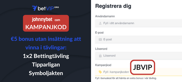 johnnybet kampanjkod registrering