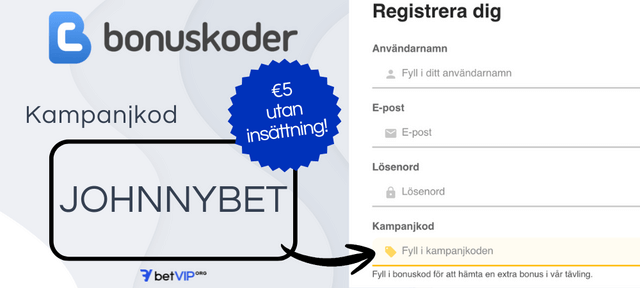  bonuskoder kampanjkod registrering