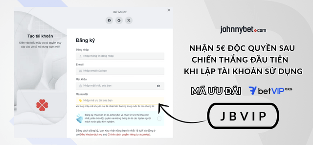 đăng ký tài khoản với JohnnyBet Mã ưu đãi